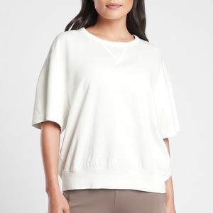 NWT Large Athleta White Modern Sundown Sweatshirt Tee Relaxed Fit